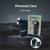 Fuzz shaver with packaging on a dark background, labeled 'Personal Care'